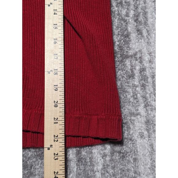 Talbots 1-Button Cardigan Sweater Women M Red‎ Long Sleeve Tie-Neck Knit Cotton - Picture 14 of 14